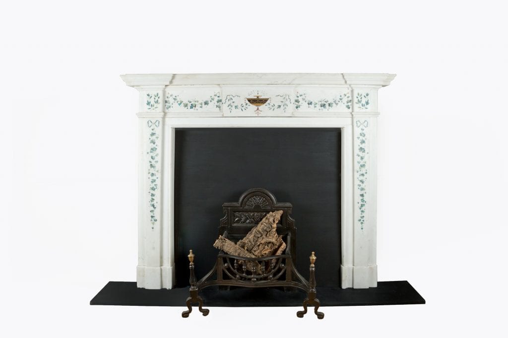 10479 – 18th Century George III Irish Statuary White Marble and Scagliola Fire Surround after Pietro Bossi
