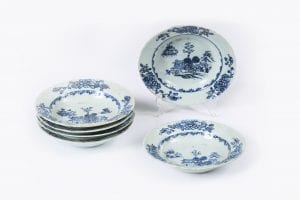 10163 – Early 19th Century Jiaqing Qing Dynasty Set of Six Blue and White Nanjing Porcelain Dishes