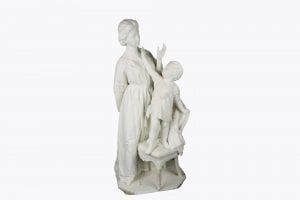 10320 – Early 19th Century Figural Marble Sculpture of Mother and Child