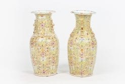 10597 - Early 19th Century Chinese Qing Dynasty Famille Jaune Pair of Vases