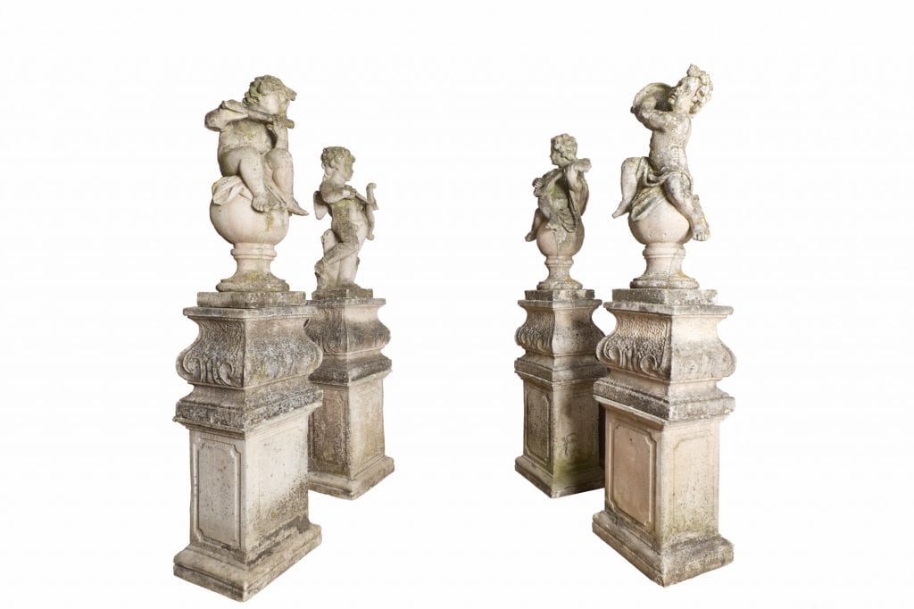 10636 – Late 19th Century Set of Four Baroque Style Cast Stone Putti