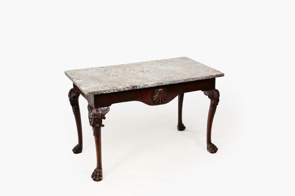 11086 – 18th Century Irish Walnut Side Table With Marble Top from Trinity College Dublin