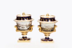 11100 - Pair 18th Century Handpainted Royal Worcester Lidded Ice Pails