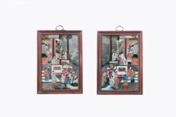 11208 - 19th Century Pair Qing Dynasty Reverse Painted Mirrors