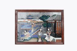 11209 - 19th Century Chinese Qing Dynasty Reverse Painted Mirror