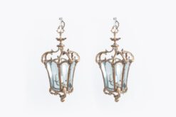 11363 - 19th Century Pair of French Style Brass Hall Lanterns