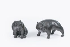 11369 - Late 19th Century of Japanese Meiji-Taisho Period Bronze Okinomo of Tanuki Figures