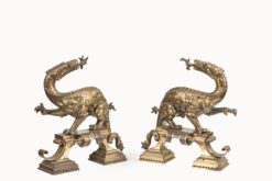 11382 - 19th Century Pair of Bronze Scottish Dragon Iron Dogs