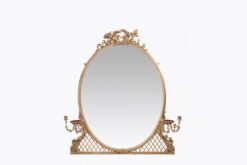 11401 - 19th Century Gilt Oval Overmantle Girandole Mirror