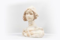 11378 - Late 19th C marble bust of a young lady wearing a hat