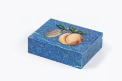 11444 - 19th century lapis lazuli jewellery box with fruit decoration to lid in relief