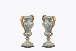 11448 - Early 19th Century Baluster-Shaped Marble Vases with Ormolu Mounts