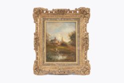 11527 - 19th Century oil on canvas painting of pastoral scene by John Moore (1820 – 1902)
