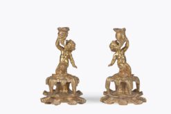 11504 - 19th century ormolu pair of bronze cherubs or putti candlestick holders